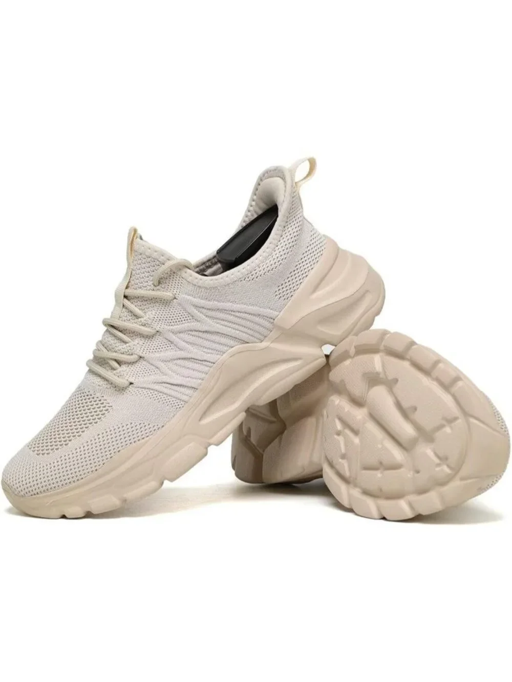 Men's Beige Running Shoes Non Slip Breathable Sneakers Slip Resistant Athletic